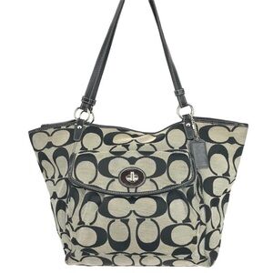Coach Black and Beige Signature Tote